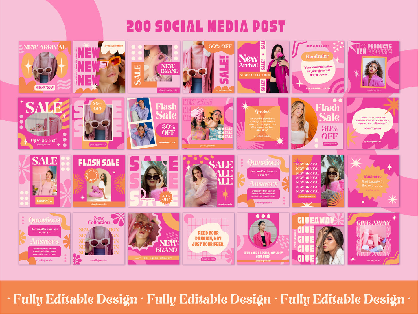 200 Canva Social Media Post Templates for Marketing Posts  Business Templates   Engagement Posts  Canva Editable Designs