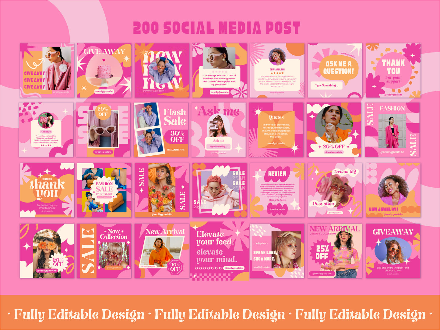 200 Canva Social Media Post Templates for Marketing Posts  Business Templates   Engagement Posts  Canva Editable Designs