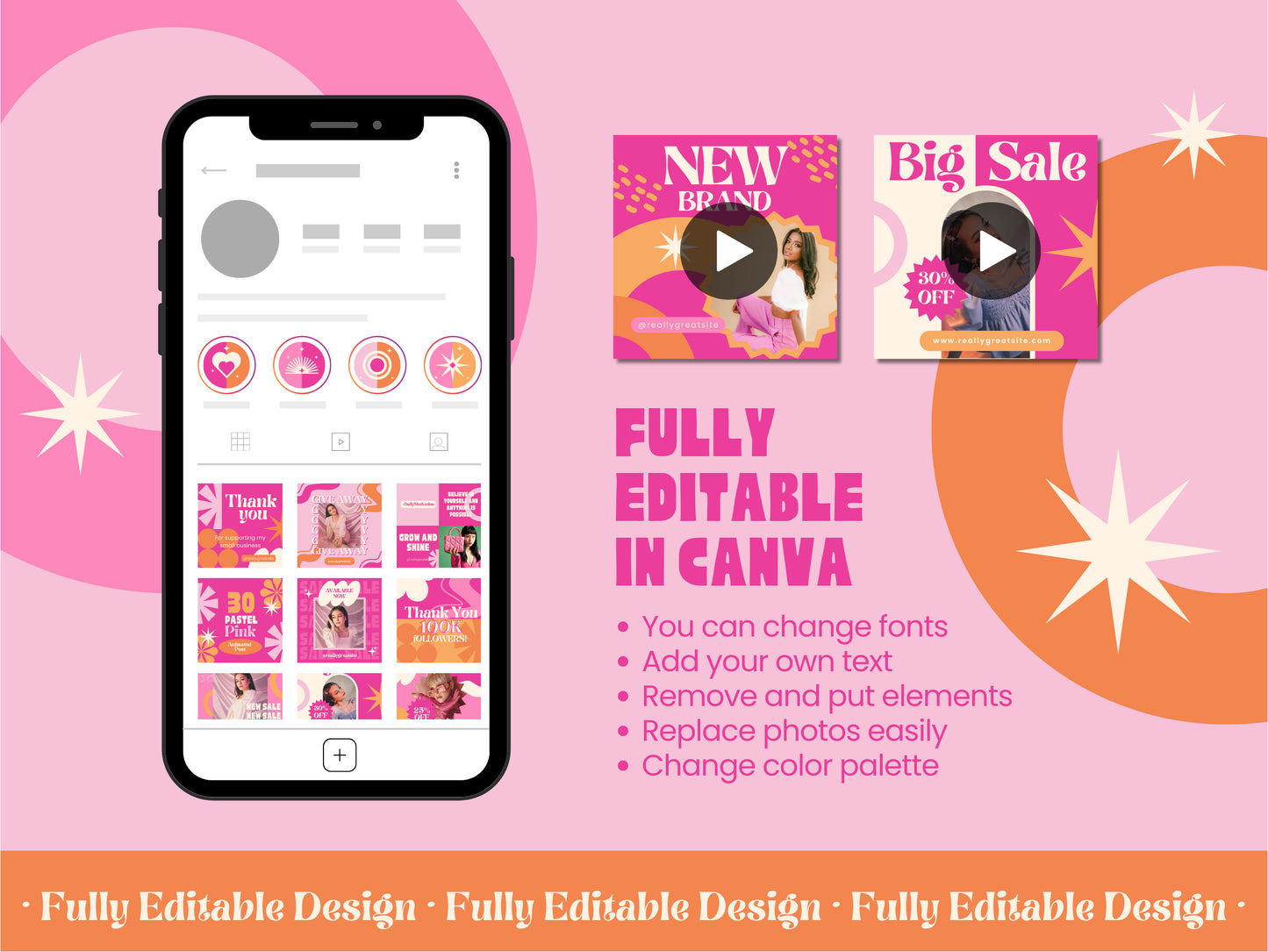 30 Social Media Animated Posts Canva Templates Instagram Stories Facebook Reels Youtube Shorts Set Canva Editable Templates