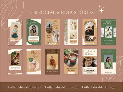 350 Stories Templates Canva Social Media Neutral Business Templates Boho Design Story Ig Minimalist Marketing Digital Instagram Stories Boho