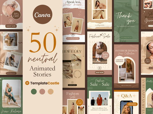 50 Animated Stories Neutral Canva Templates Instagram Animated Story Minimal Social Media Stories Beige Editable Ig Stories Reel Neutral