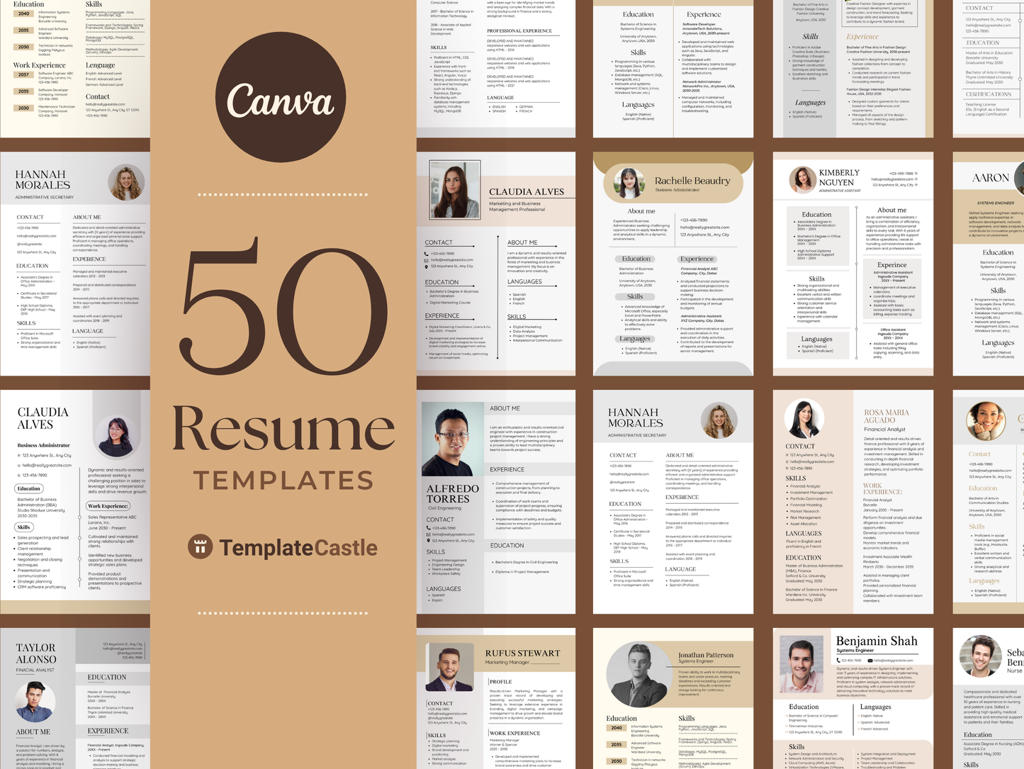 50 Professional Resume Templates Versatile Canva Designs Templates  Modern Editable Canva Designs