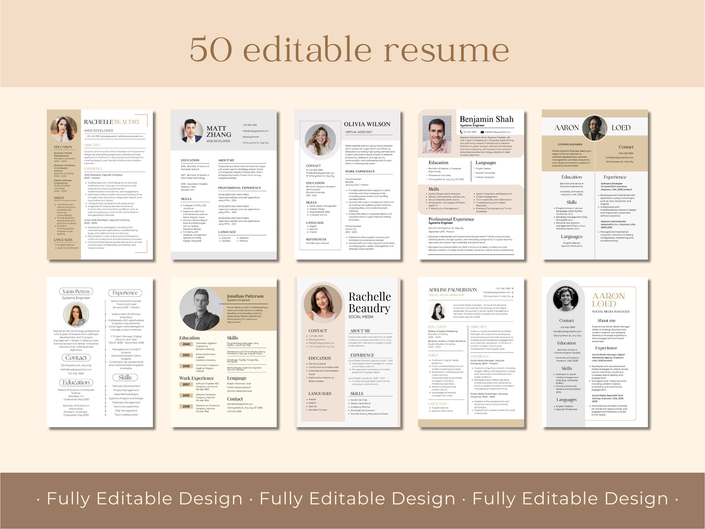 50 Professional Resume Templates Versatile Canva Designs Templates  Modern Editable Canva Designs