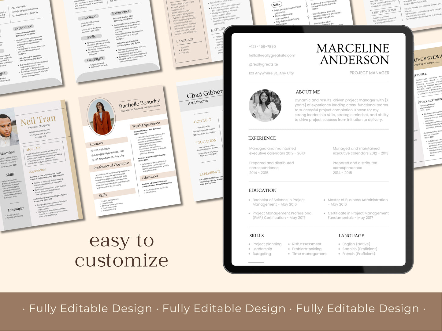 50 Professional Resume Templates Versatile Canva Designs Templates  Modern Editable Canva Designs