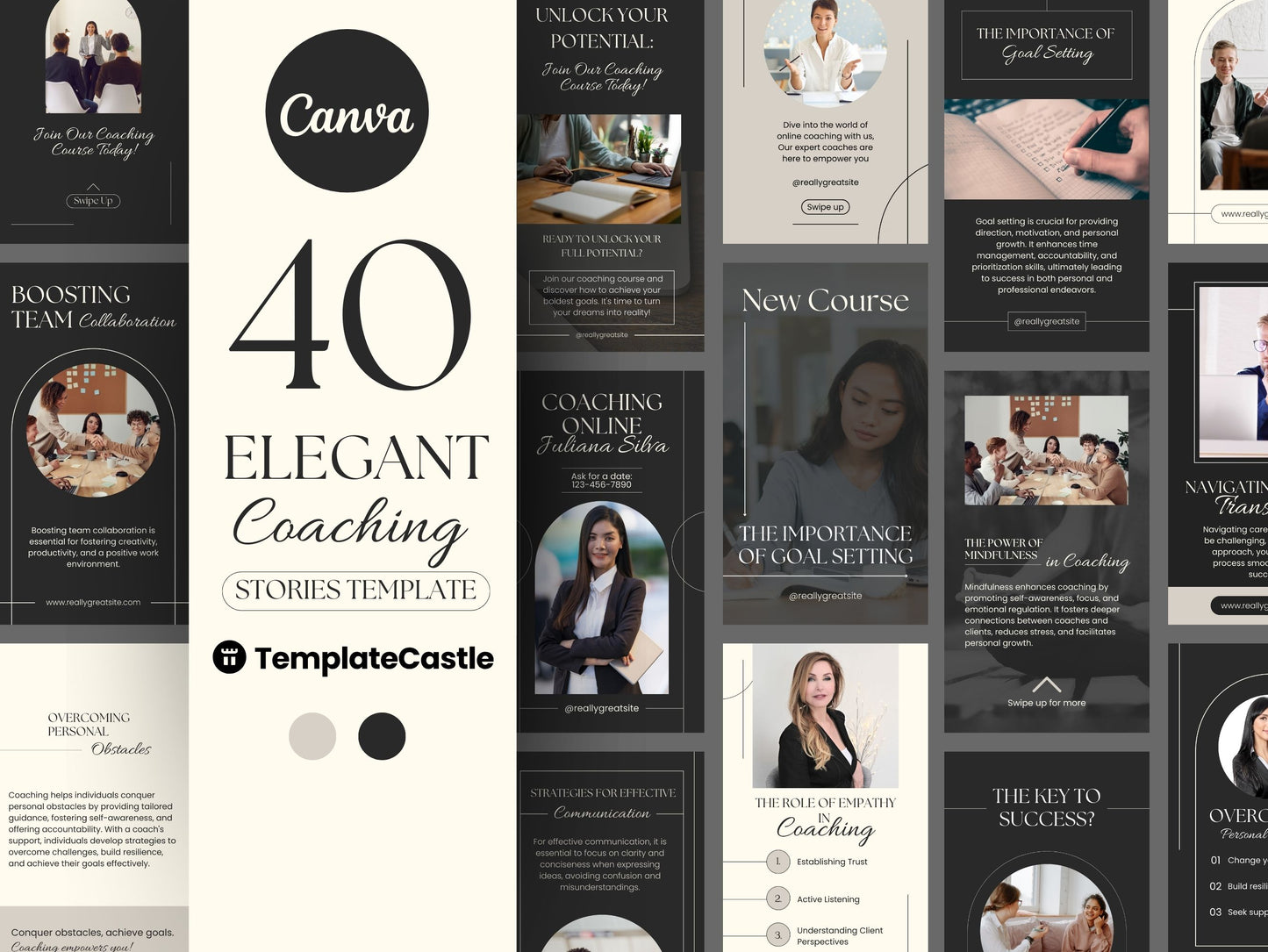 40 Coaching Instagram Templates Editable Canva Elegant Instagram Stories Templates Social Media Business Templates Coaching Instagram Post