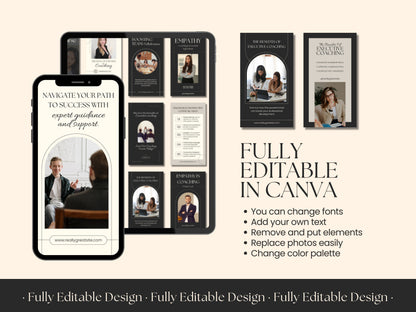 40 Coaching Instagram Templates Editable Canva Elegant Instagram Stories Templates Social Media Business Templates Coaching Instagram Post