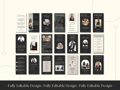 40 Coaching Instagram Templates Editable Canva Elegant Instagram Stories Templates Social Media Business Templates Coaching Instagram Post
