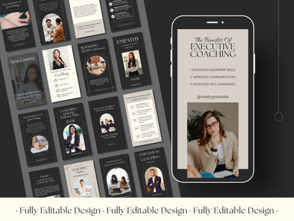 40 Coaching Instagram Templates Editable Canva Elegant Instagram Stories Templates Social Media Business Templates Coaching Instagram Post