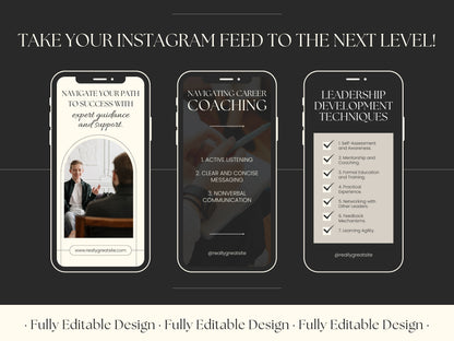 40 Coaching Instagram Templates Editable Canva Elegant Instagram Stories Templates Social Media Business Templates Coaching Instagram Post