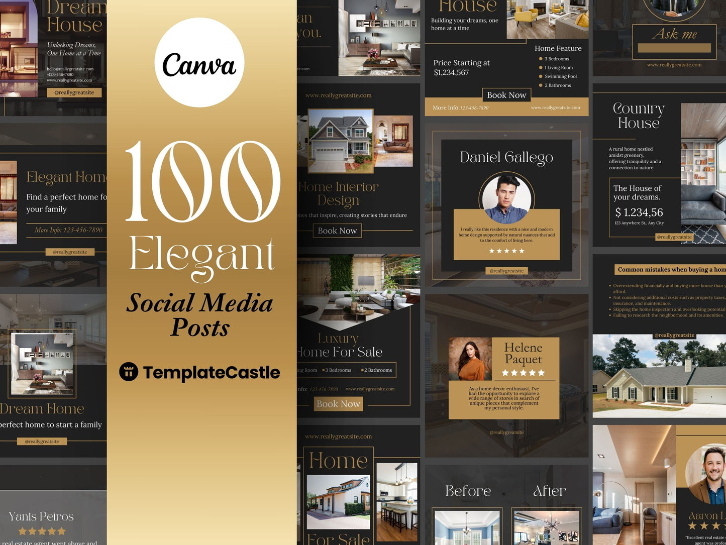 100 Realtor Elegant Social Media Templates Canva Real Estate Instagram Posts Social Media Templates Posts Professional Digital Marketing