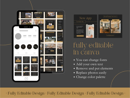 100 Realtor Elegant Social Media Templates Canva Real Estate Instagram Posts Social Media Templates Posts Professional Digital Marketing