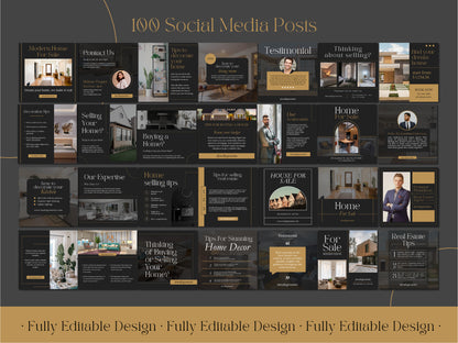 100 Realtor Elegant Social Media Templates Canva Real Estate Instagram Posts Social Media Templates Posts Professional Digital Marketing