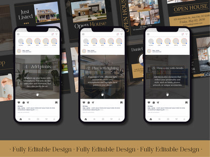 100 Realtor Elegant Social Media Templates Canva Real Estate Instagram Posts Social Media Templates Posts Professional Digital Marketing