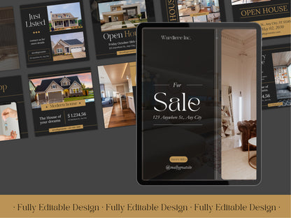 100 Realtor Elegant Social Media Templates Canva Real Estate Instagram Posts Social Media Templates Posts Professional Digital Marketing