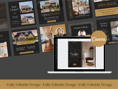 100 Realtor Elegant Social Media Templates Canva Real Estate Instagram Posts Social Media Templates Posts Professional Digital Marketing