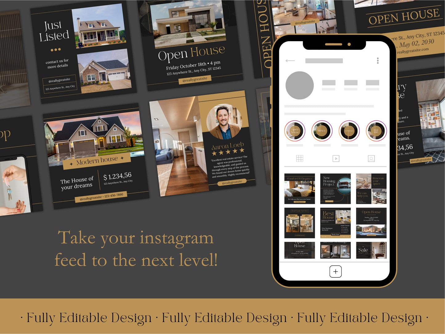 100 Realtor Elegant Social Media Templates Canva Real Estate Instagram Posts Social Media Templates Posts Professional Digital Marketing