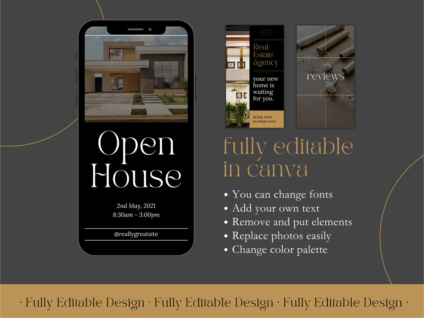 100  Real Estate Social Media Stories  Elegant Realtor Instagram Stories Templates for Canva Fully Editable Designs