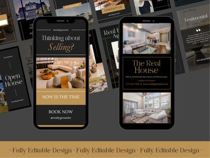 100  Real Estate Social Media Stories  Elegant Realtor Instagram Stories Templates for Canva Fully Editable Designs