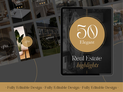 50 Real Estate Highlights Social Media Elegant  Instagram Highlights Editable Canva Templates IG Highlights Realtor Instagram Highlights