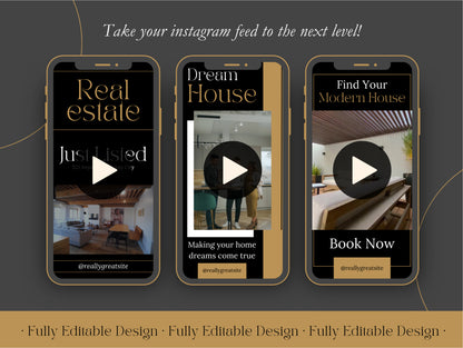 50 Real Estate Instagram Reels Elegant Canva Templates Social Media  Luxury Editable Posts Professional Realtor IG Reels