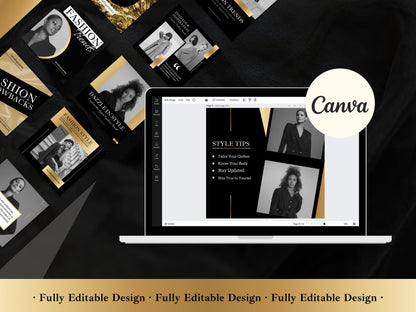 50 Post Templates Canva Black And Gold Instagram Post Luxury Customizable Post IG Quotes Social Media Business Templates Editable In Canva