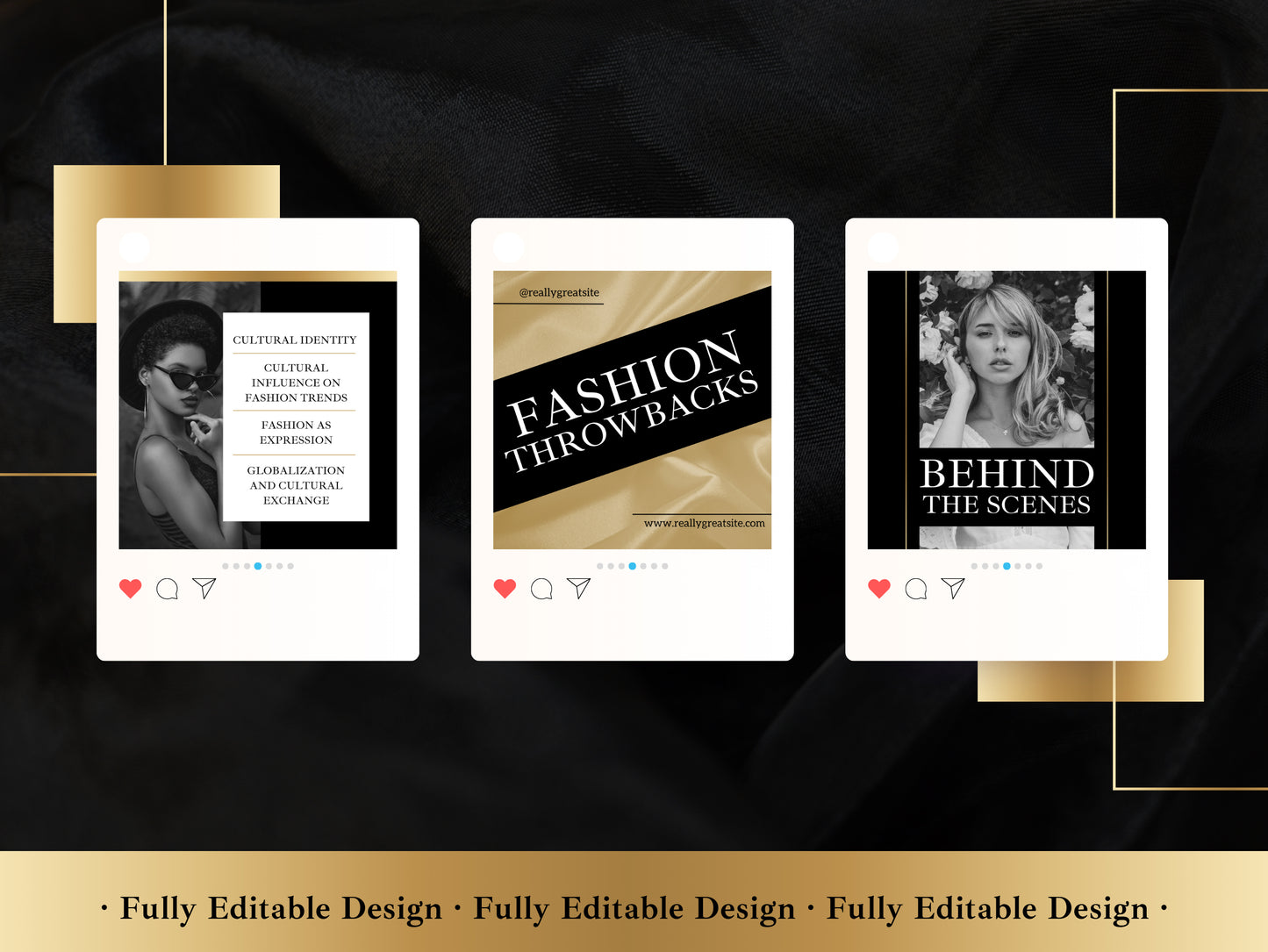 50 Post Templates Canva Black And Gold Instagram Post Luxury Customizable Post IG Quotes Social Media Business Templates Editable In Canva