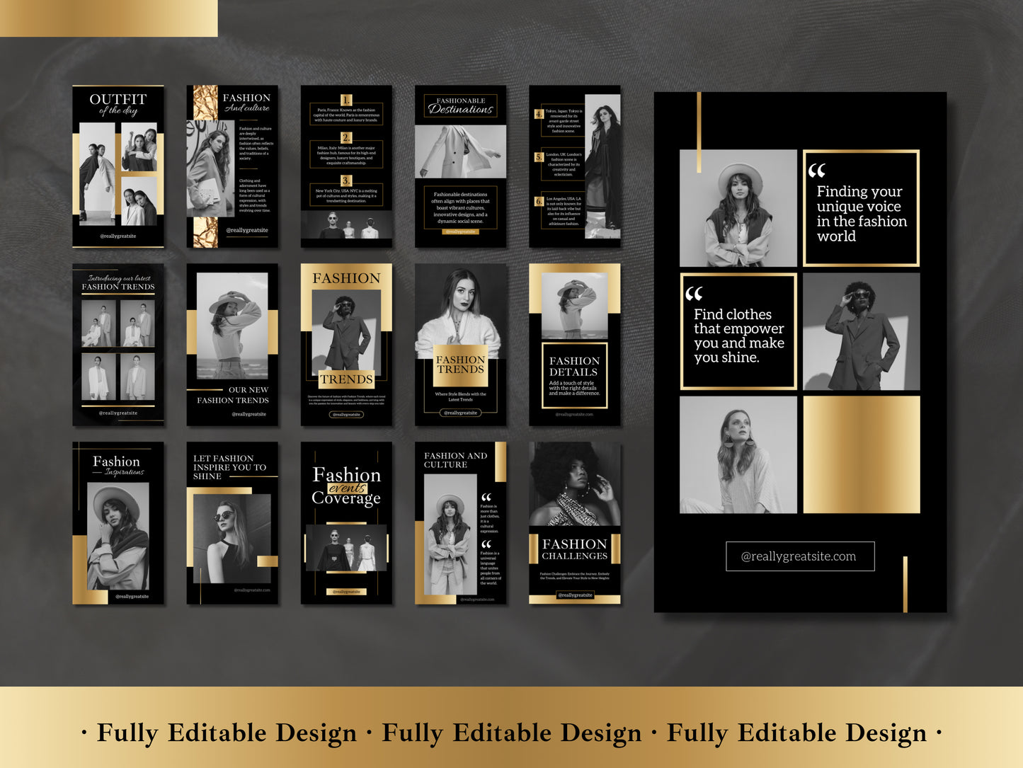 50 Stories Templates Canva Black And Gold Elegant Instagram Story Social Media Luxury Ig Stories Business Templates Canva Story Customizable