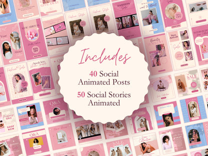 90 Pastel Social Media Templates Animated Fashion Posts Canva Editable Templates Trends Stories Facebook Reels Youtube Shorts Social Media