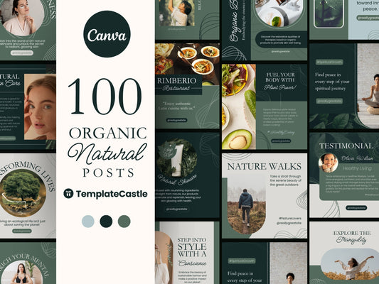 100 Natural Canva Templates Social Media Posts Eco Friendly Living Tips Editable Instagram Posts IG posts Ecology Templates