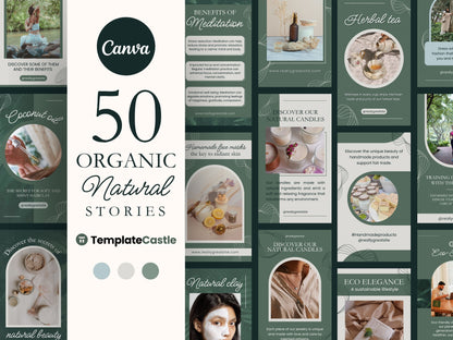 50 Organic Stories Templates Canva Editable Natural Instagram Stories Templates IG Stories Sustainable Living Editable Instagram Stories