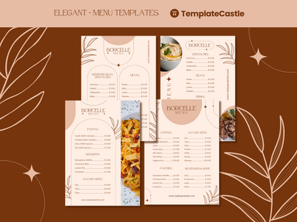 4 Elegant Menu Restaurant Templates Canva Editable Menu Templates  Restaurants Menu Templates  Cafe Menu Templates