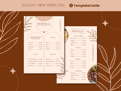 4 Elegant Menu Restaurant Templates Canva Editable Menu Templates  Restaurants Menu Templates  Cafe Menu Templates