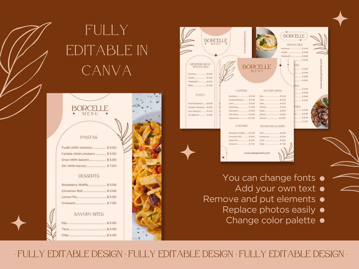 4 Elegant Menu Restaurant Templates Canva Editable Menu Templates  Restaurants Menu Templates  Cafe Menu Templates