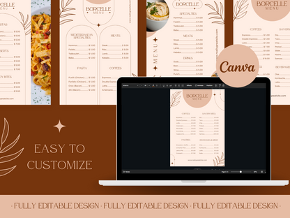 4 Elegant Menu Restaurant Templates Canva Editable Menu Templates  Restaurants Menu Templates  Cafe Menu Templates