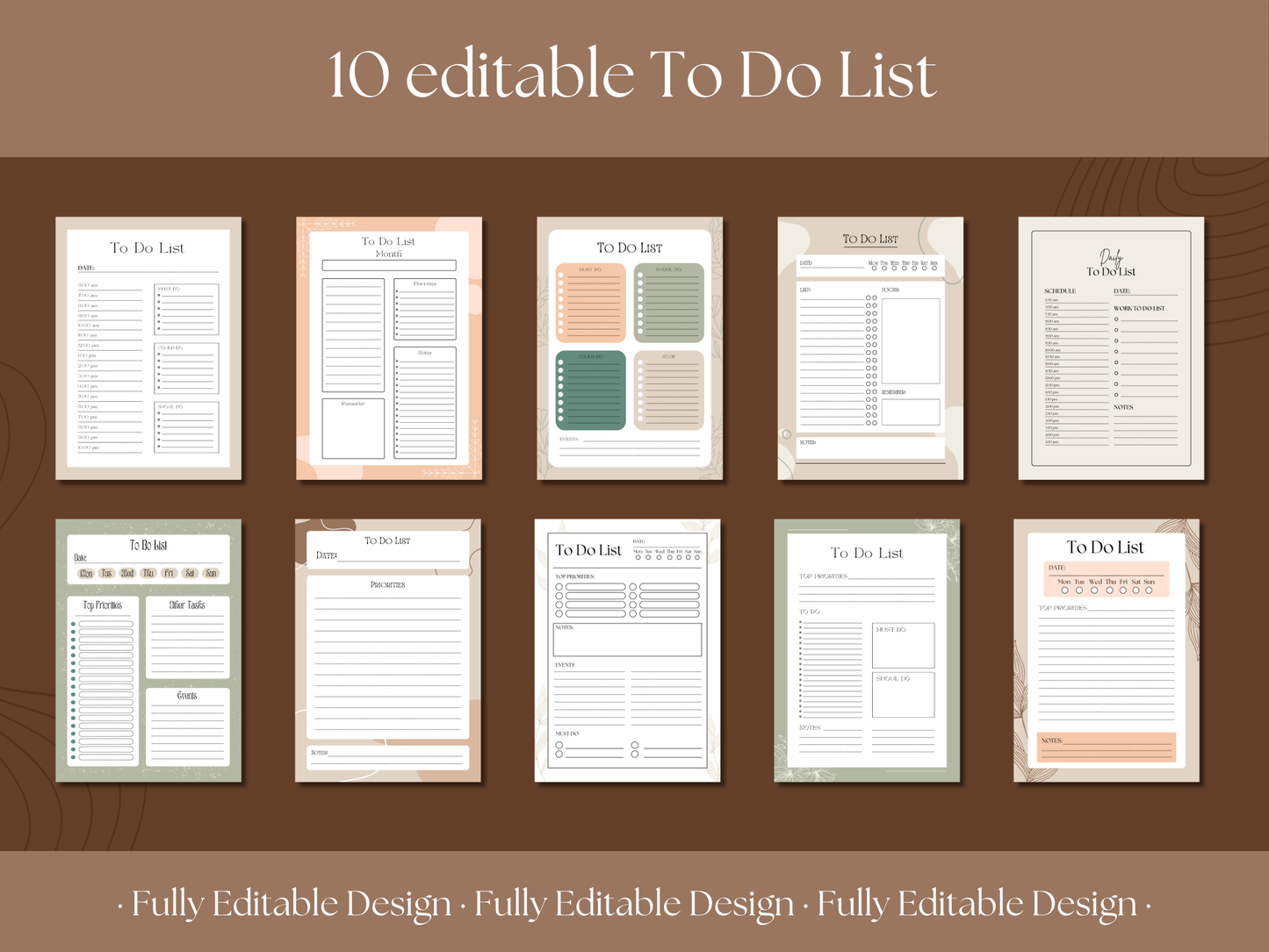 10 Elegant To Do List Templates Canva  Editable Template Daily Planner Productivity Template Planner Printable Tasks Checklist