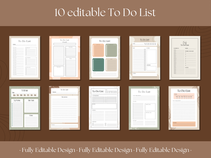 10 Elegant To Do List Templates Canva  Editable Template Daily Planner Productivity Template Planner Printable Tasks Checklist