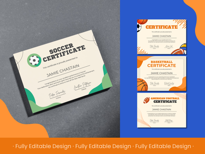 5 Sports Certificates Templates Editable Canva Templates  Awards Sports Certificates sports achievements Certificates Templates