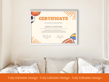 5 Sports Certificates Templates Editable Canva Templates  Awards Sports Certificates sports achievements Certificates Templates