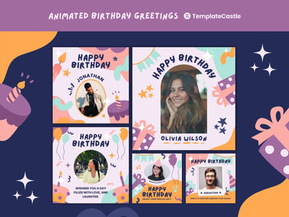 5 Animated Birthday Greetings Templates Canva Editable Birthday Celebration Template Canva Animated Birthday Card Template