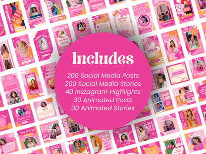 500 Pink Pastel Social Media Templates Canva IG Templates Pink Instagram Posts Pink Instagram Stories Instagram Highlights IG Posts