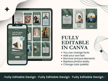 50 Organic Stories Templates Canva Editable Natural Instagram Stories Templates IG Stories Sustainable Living Editable Instagram Stories