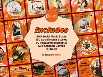 570 Retro Templates Canva Editable Seventies Social Media Templates Vintage Instagram Posts Groovy Style Facebook Posts