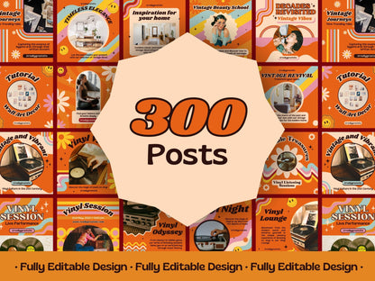 570 Retro Templates Canva Editable Seventies Social Media Templates Vintage Instagram Posts Groovy Style Facebook Posts