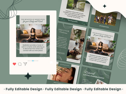 50 Natural Posts Portrait Canva Social Media Templates Organic Instagram Posts IG Sustainable Living Editable Canva Templates