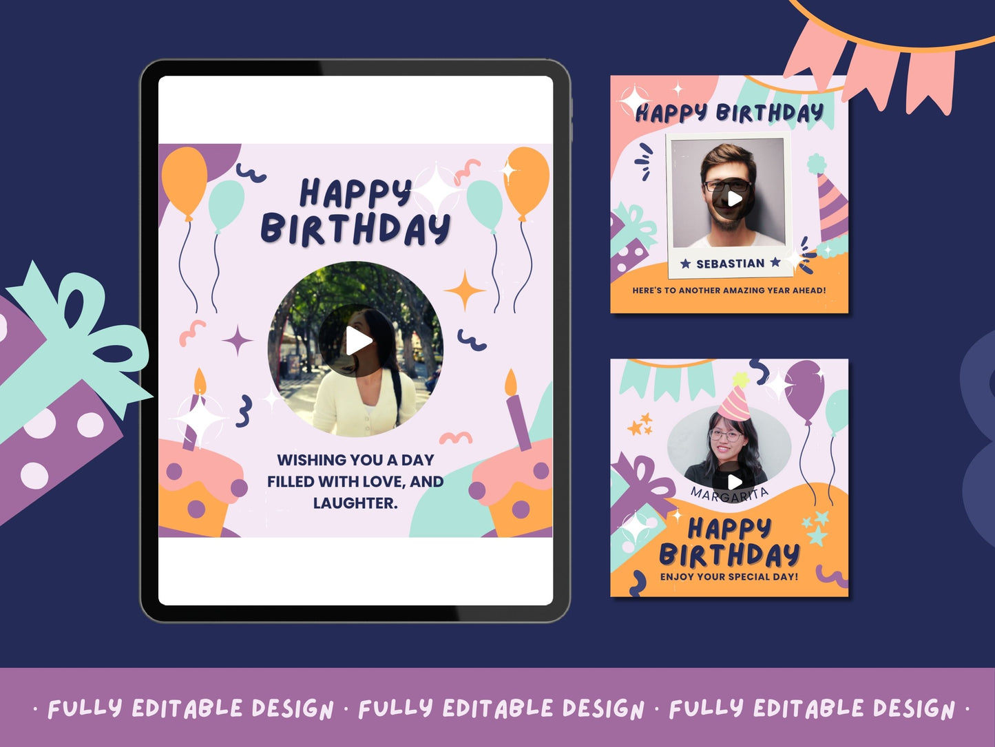 5 Animated Birthday Greetings Templates Canva Editable Birthday Celebration Template Canva Animated Birthday Card Template