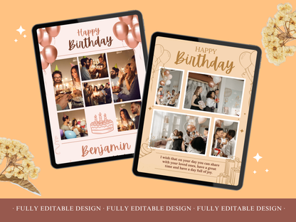 5 Birthday Photo Collage Templates Editable Canva Collage Templates Happy Birthday Collage Photo Templates Digital Happy Birthday Cards