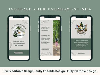 50 Organic Stories Templates Canva Editable Natural Instagram Stories Templates IG Stories Sustainable Living Editable Instagram Stories