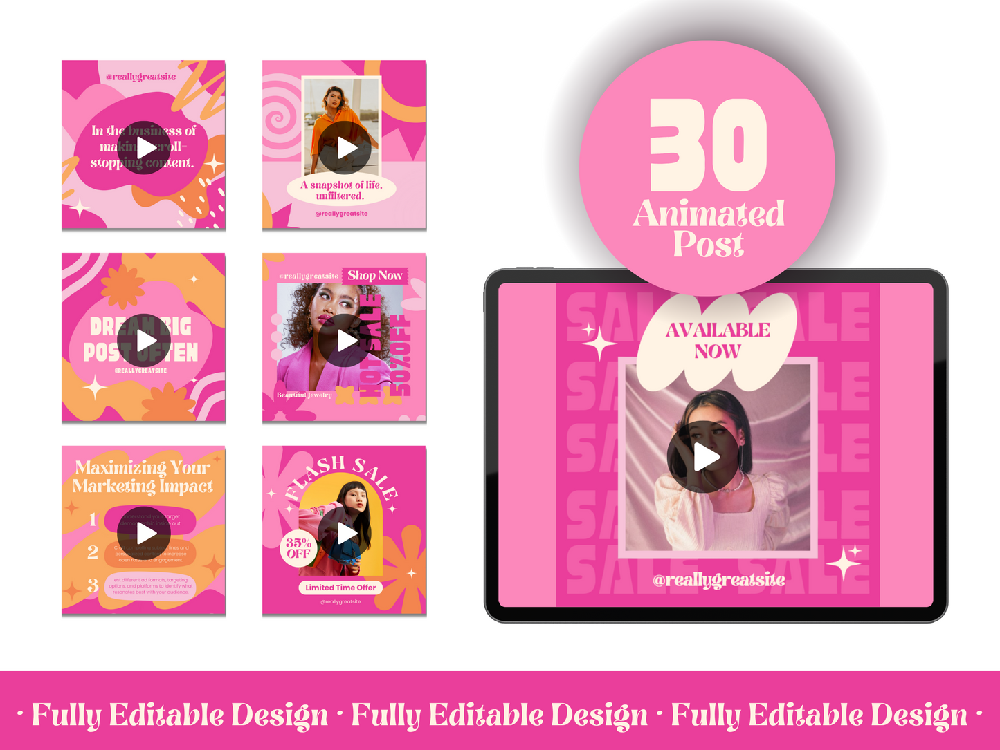 500 Pink Pastel Social Media Templates Canva IG Templates Pink Instagram Posts Pink Instagram Stories Instagram Highlights IG Posts