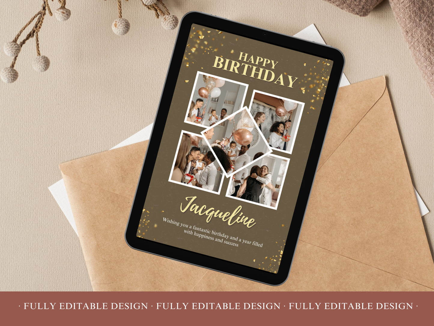 5 Birthday Photo Collage Templates Editable Canva Collage Templates Happy Birthday Collage Photo Templates Digital Happy Birthday Cards