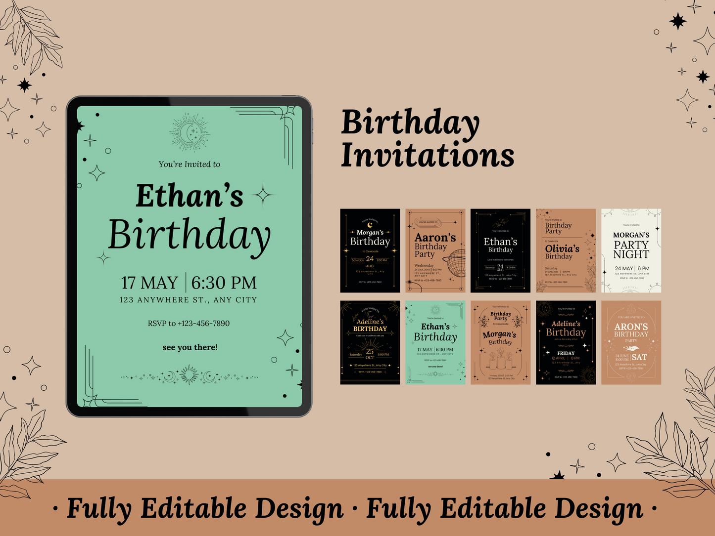 30 Invitation Templates, Editable Canva Invitations Bundle Birthdays Invitations Weddings Invitations Festivals Invitations Art Events